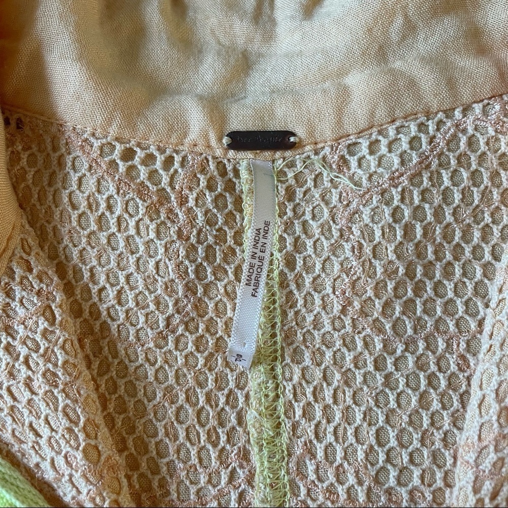 FREE PEOPLE ‘Isla’ Crochet Quarter Zip Pullover Yellow Green Size S - Picture 11 of 14